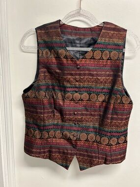 Women's Multicolor Patterned V-Neck buttoned up academia Vest